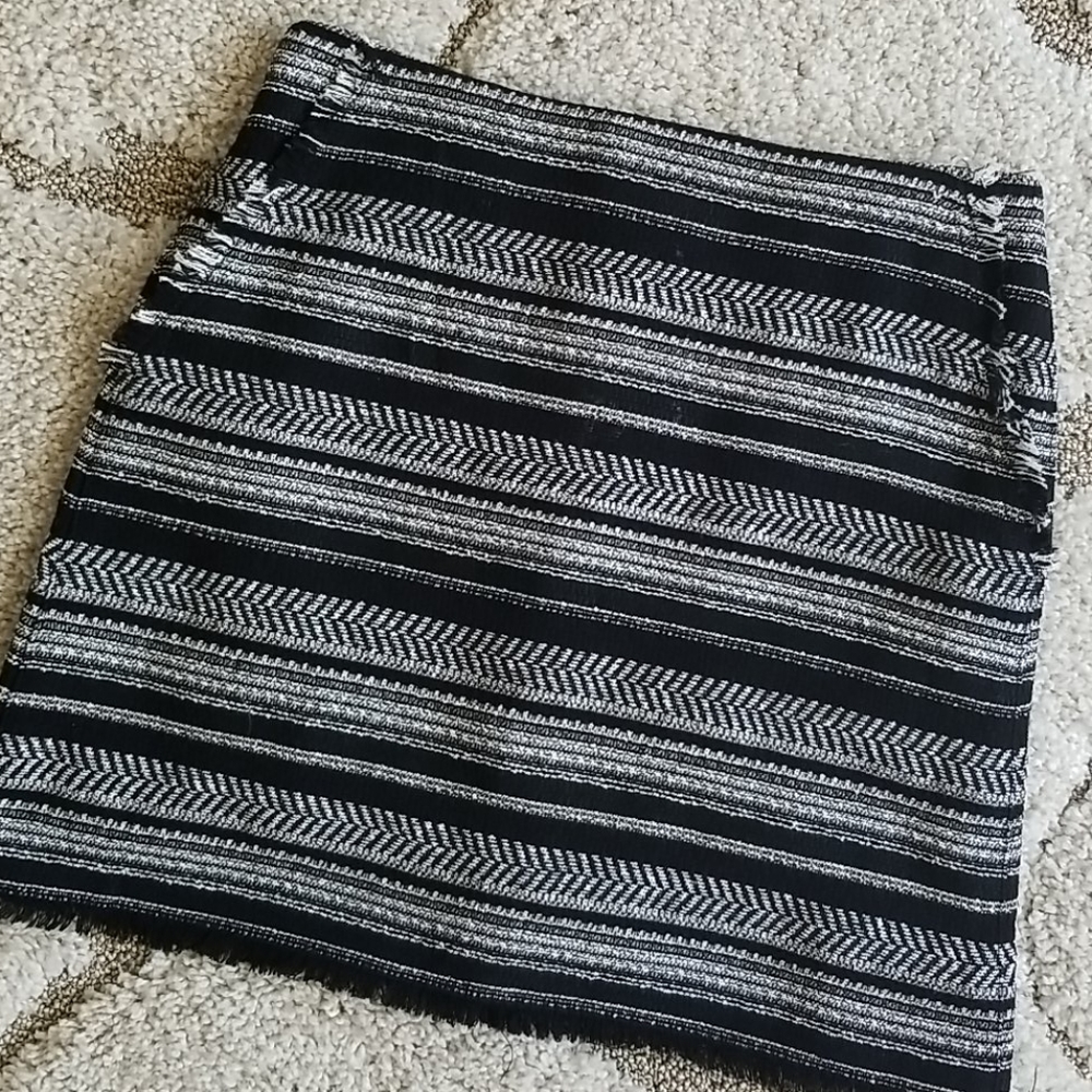 LOFT Black & White Striped Skirt